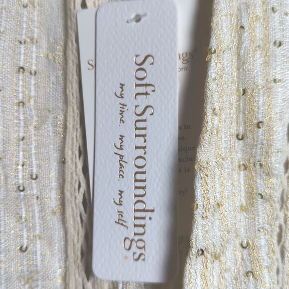 Soft Surroundings Cream Kimono Cardigan - Crochet Trim - Size SP - NWT - Picture 3 of 8